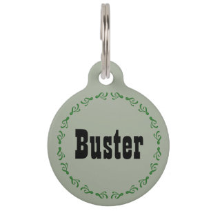 Green Dog Name Tag
