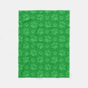 Green dog paw print fleece blanket