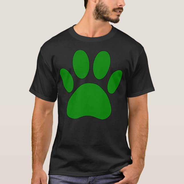 Green Dog Paw Print T-Shirt (Front)