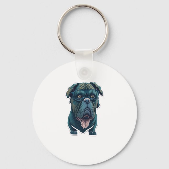 Green dog with glasses  key ring (Front)