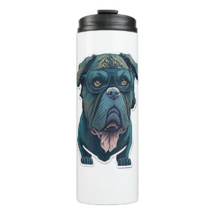 Green dog with glasses thermal tumbler
