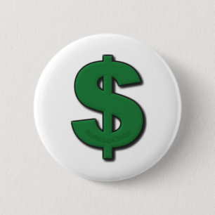 Green Dollar Sign 6 Cm Round Badge