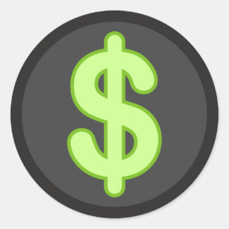 Green dollar sign on dark background stickers