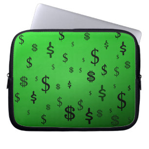 Green Dollar Sign Print Laptop Sleeve
