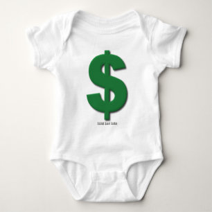 Green Dollar Sign with Beveled Style Baby Bodysuit