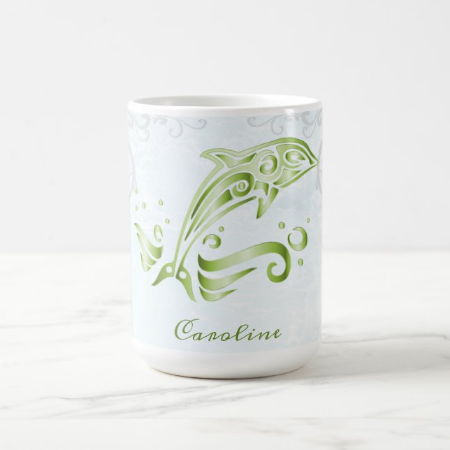 Green Dolphin Personalised Coffee Mug (Center)