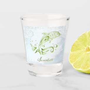 Green Dolphin Personalised Shot Glass