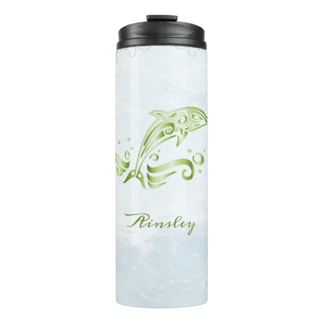 Green Dolphin Personalised Thermal Tumbler (Front)