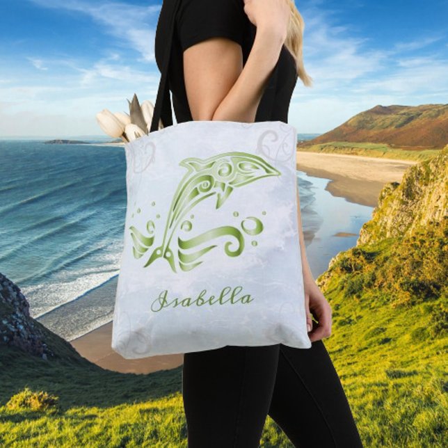Green Dolphin Personalised Tote Bag (Green Dolphin Personalized Tote Bag)