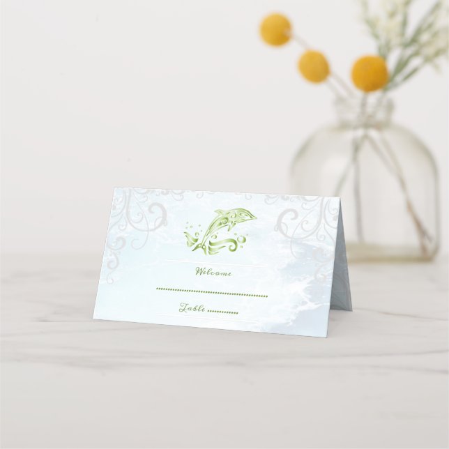 Green Dolphin Reception Place Card (Front)