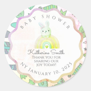 GREEN donuts pastel babyshower BUNNY Classic Round Sticker