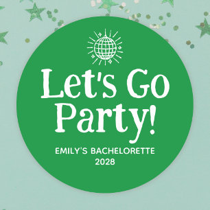 Green Doodle Disco Ball Bachelorette Party Classic Round Sticker