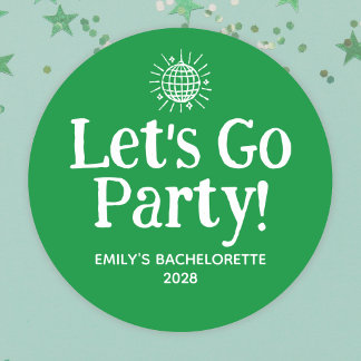Green Doodle Disco Ball Bachelorette Party Classic Round Sticker