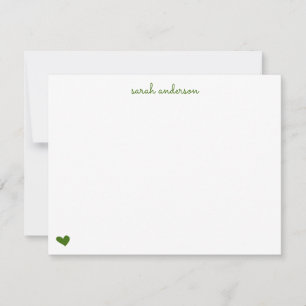 Green Doodle Heart Personalised Stationery Card