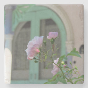 Green Door and Rose - Martha's Vineyard Stone Coaster