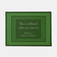 Green Door Mat, Customizable Bible verse Christian