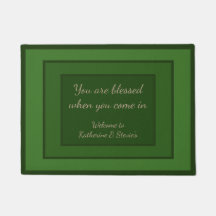 Green Door Mat, Customizable Bible verse Christian