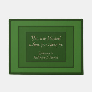 Green Door Mat, Customizable Bible verse Christian Doormat