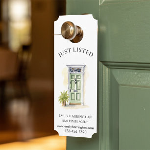 Green Door Watercolor Listing Real Estate Agent Hanger