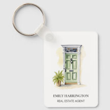 Green Door Watercolor Logo Real Estate Agent