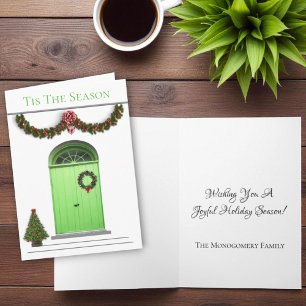 Green Doors Christmas Tis The Season Decorations Holiday Card