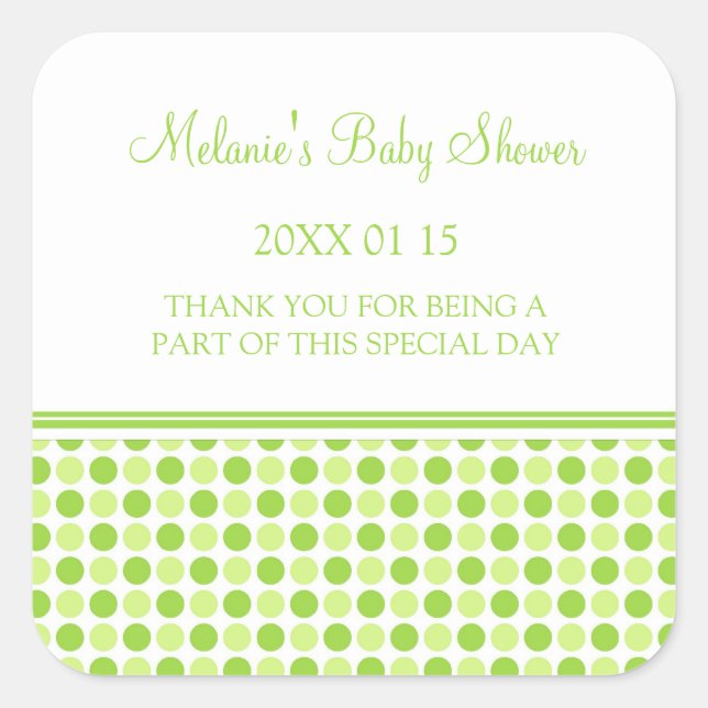 Green Dots Baby Shower Favour Stickers (Front)