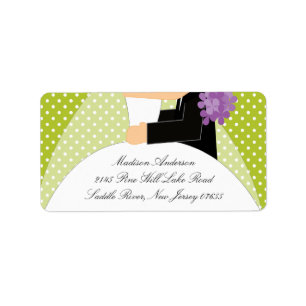 Green Dots Bride & Groom Return Address Label