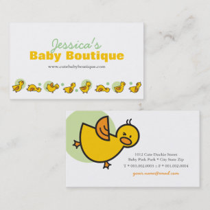 Green Dots Fun Playful Cute Yellow Baby Ducklings Business Card