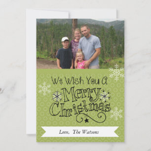 Green Dots Merry Christmas Photo Holiday Card