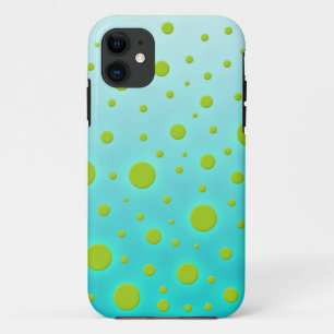 Green Dots over Turquoise Fun Design iPhone 11 Case