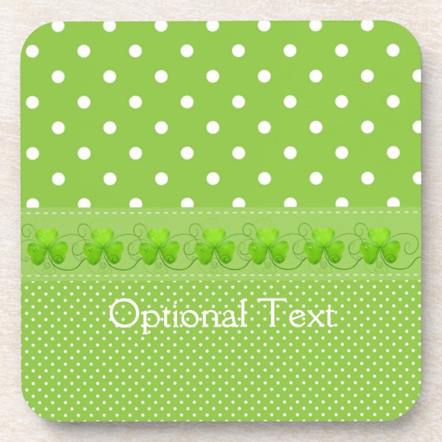 Green, Dots & Shamrocks Coaster (Front)