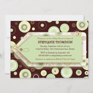 Green Dots Tag Neutral Baby Shower Invitation