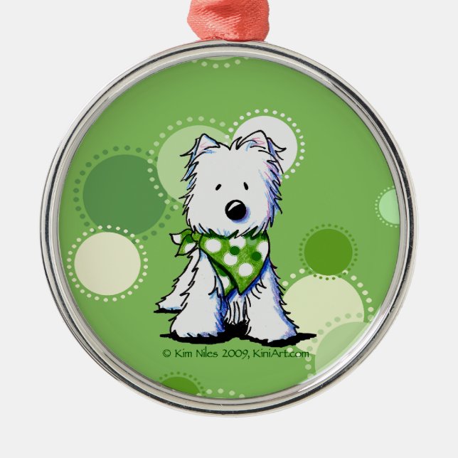 Green Dots Westie Ornament (Front)