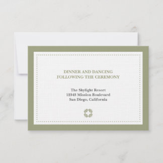 Green dotted border wedding reception enclosure invitation