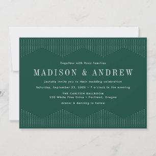 Green Dotted Deco Wedding Invitation
