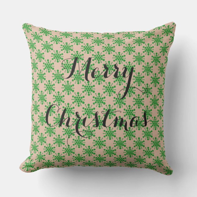 Green dotted star on taupe cushion (Front)