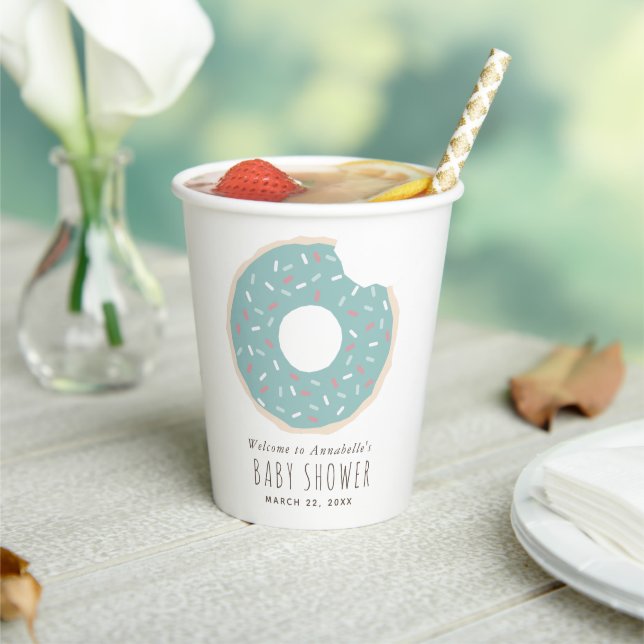 Green Doughnut Baby Shower Paper Cups (Insitu)