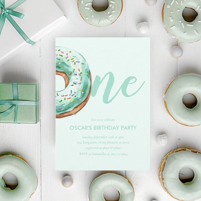  Green Doughnut Birthday Invitation (Creator Uploaded)