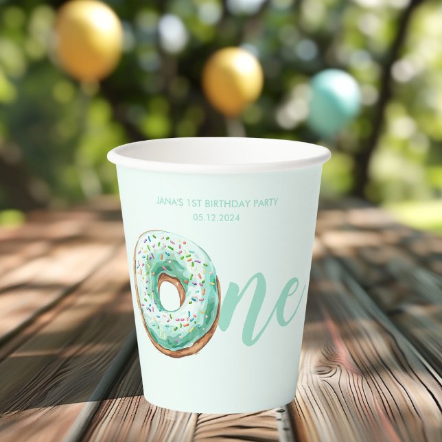 Green Doughnut Birthday Paper Cups (Creator Uploaded)