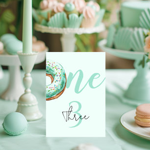 Green Doughnut Birthday Table Number