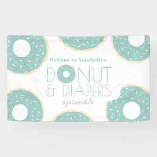 Green Doughnut & Diapers Sprinkle Baby Shower Banner