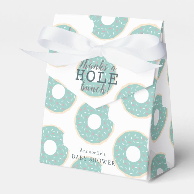 Green Doughnut Thank You Baby Shower Gift Favour Box (Front Side)