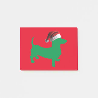 Green-Doxie---And-Santa-Hat Post-it Notes
