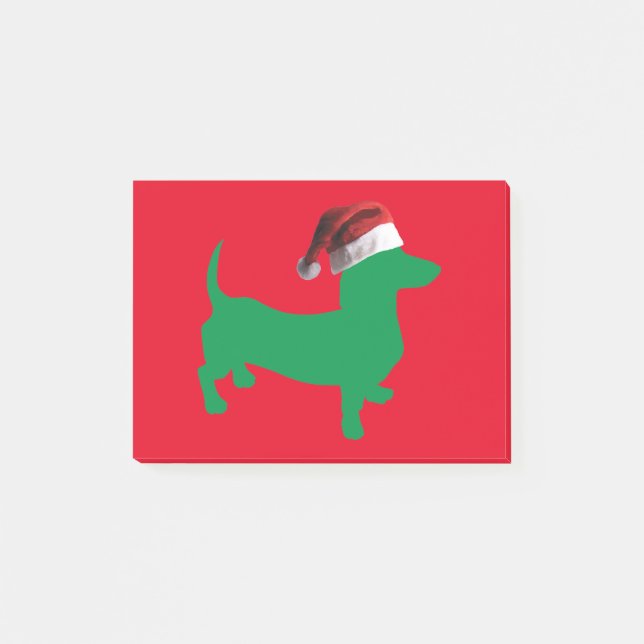Green-Doxie---And-Santa-Hat Post-it Notes (Front)