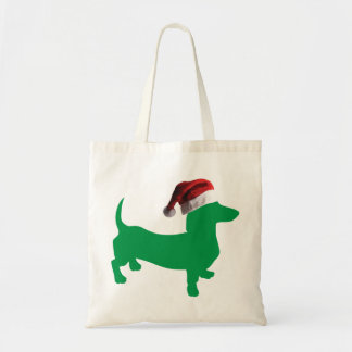 Green-Doxie---And-Santa-Hat Tote Bag
