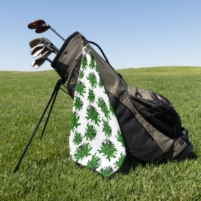 Green Dracaena Fern Leaves, Golf Towel (Green)
