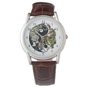 green dragon and white tiger yin yang watch
