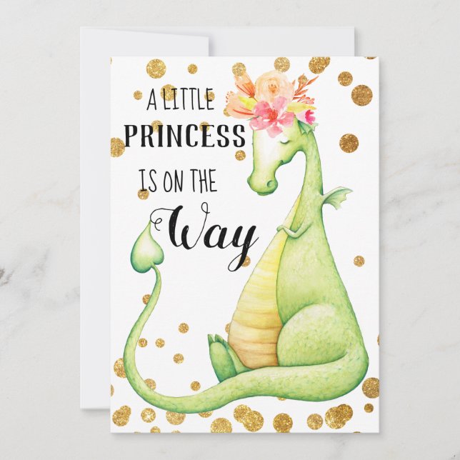 *~* Green Dragon Baby Girl Baby Shower Invitation (Front)