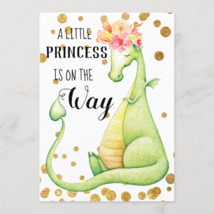 *~* Green Dragon Baby Girl Baby Shower Invitation