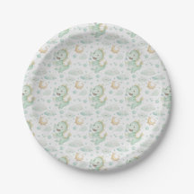 Green Dragon Baby Pastel Watercolor Pattern 